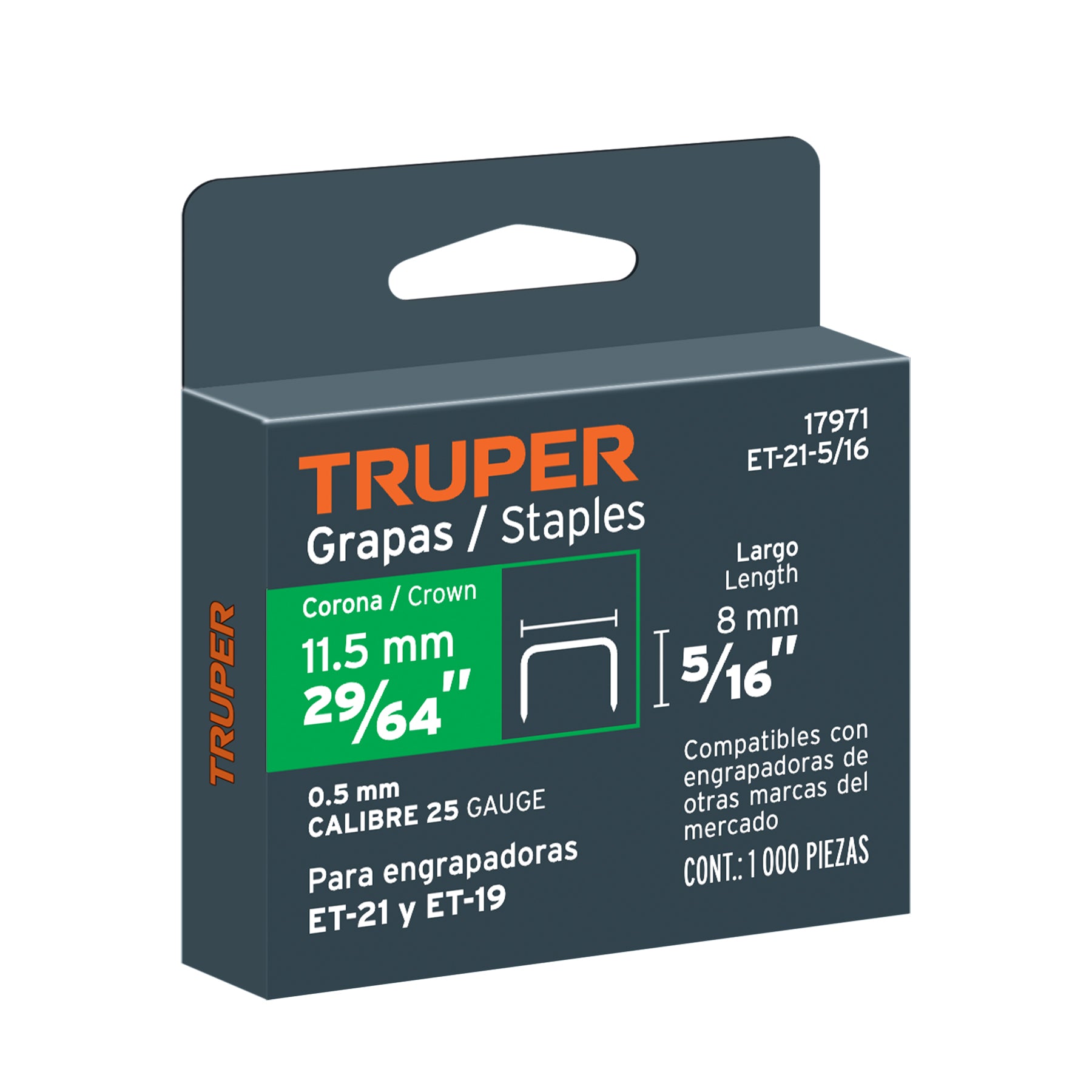 Grapas para et-21, 5/16", caja con 1000 piezas