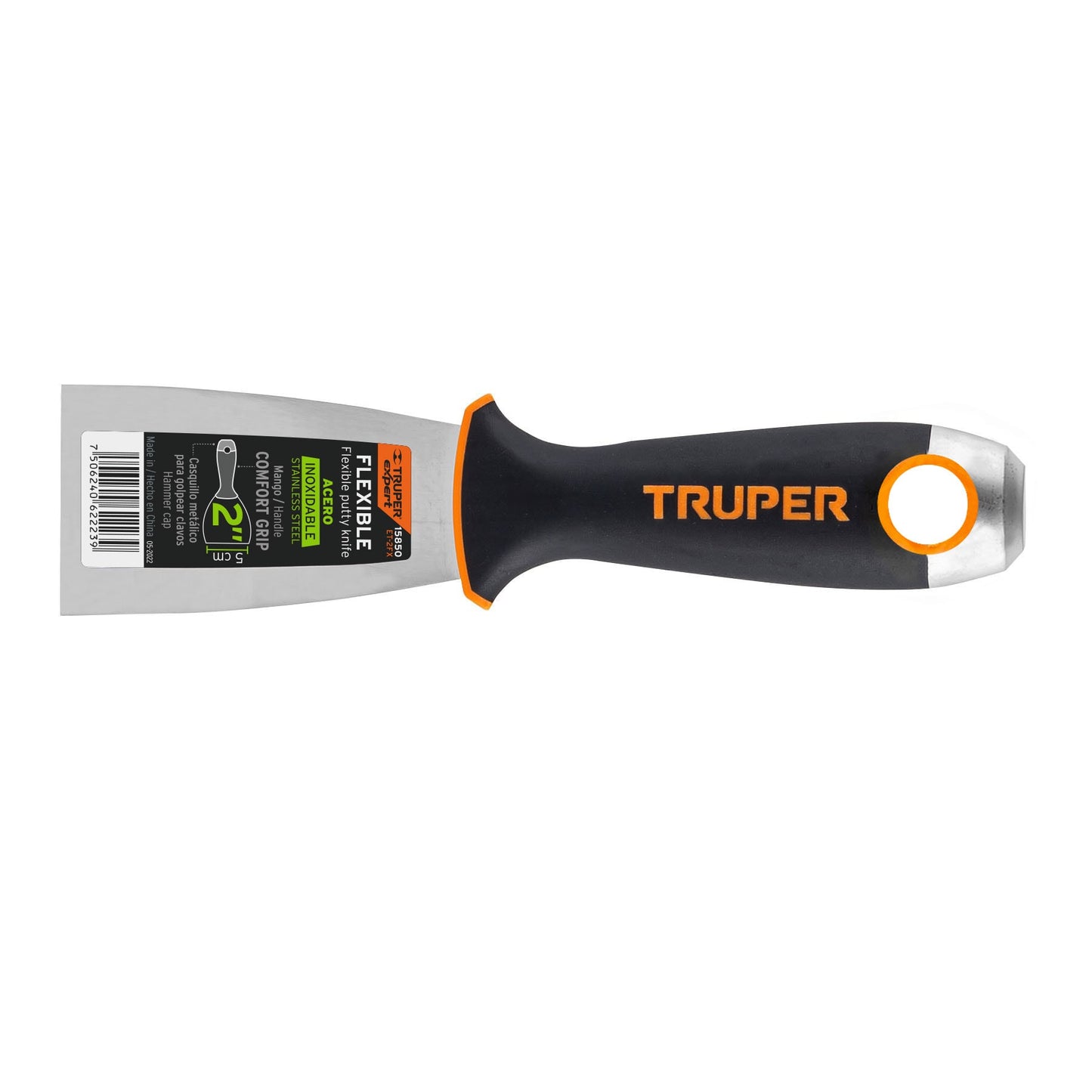 Espátula flexible 2", acero inoxidable, mango comfort grip
