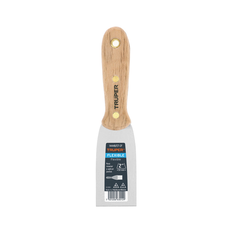 Espátula flexible, mango de madera, 2"