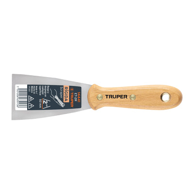 Espátula rígida, mango de madera, 2"