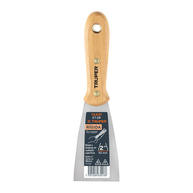 Espátula rígida, mango de madera, 2"