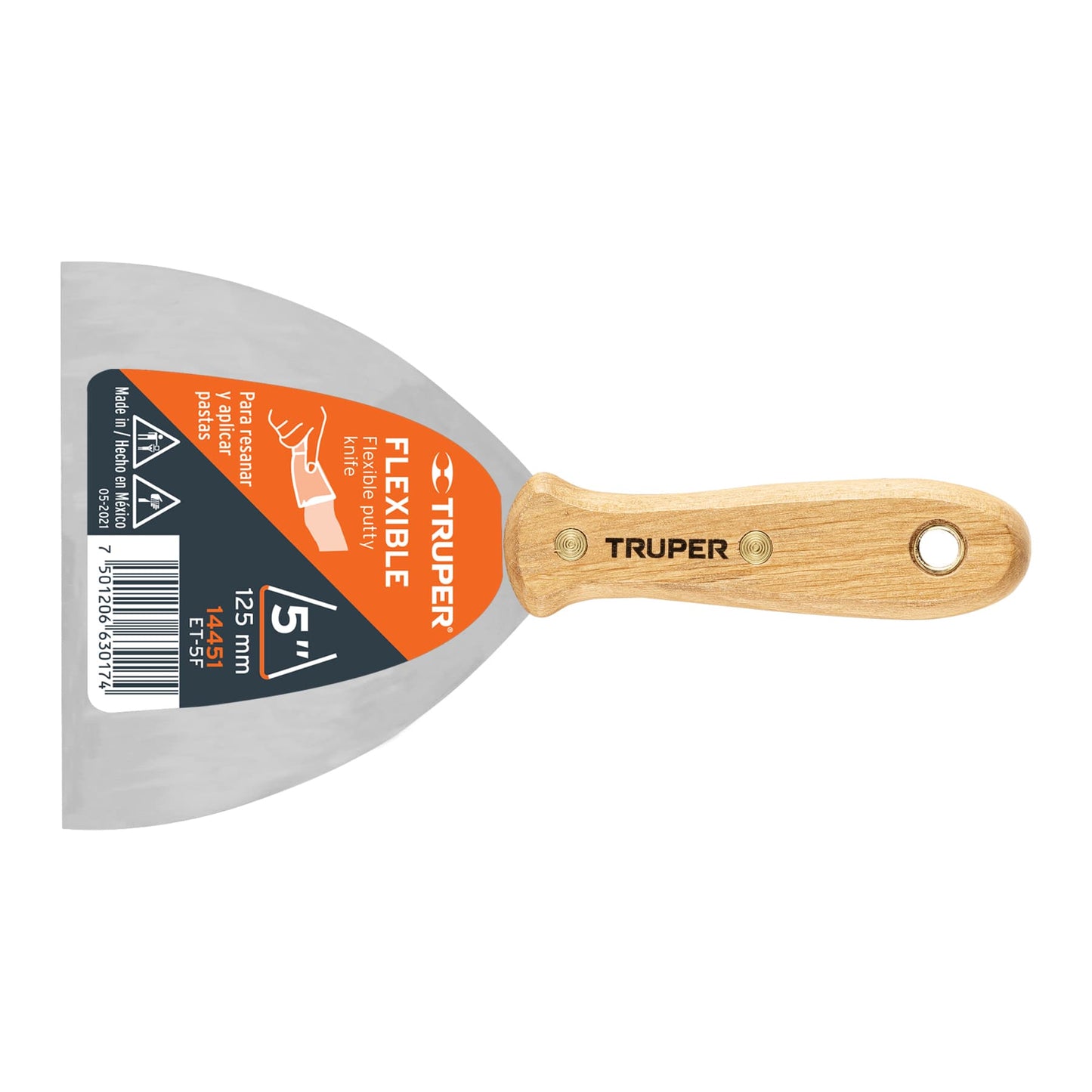 Espátula flexible, mango de madera, 5"