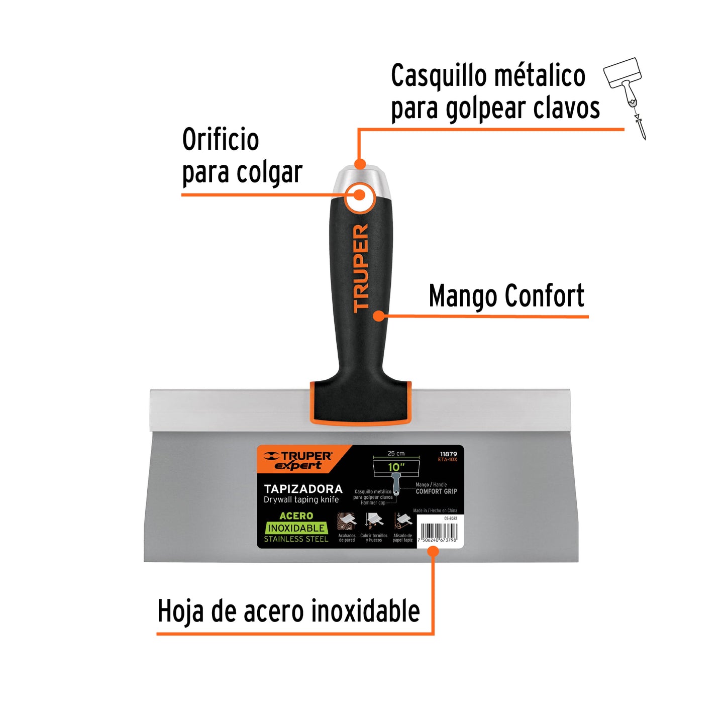 Espátula tapizadora, 10", Truper Expert
