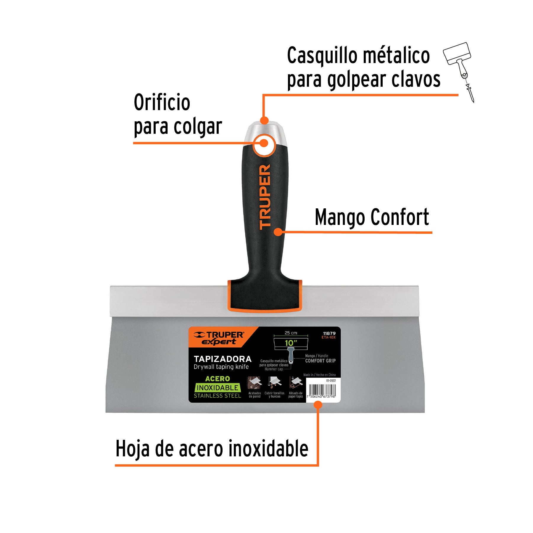Espátula tapizadora, 10", Truper Expert
