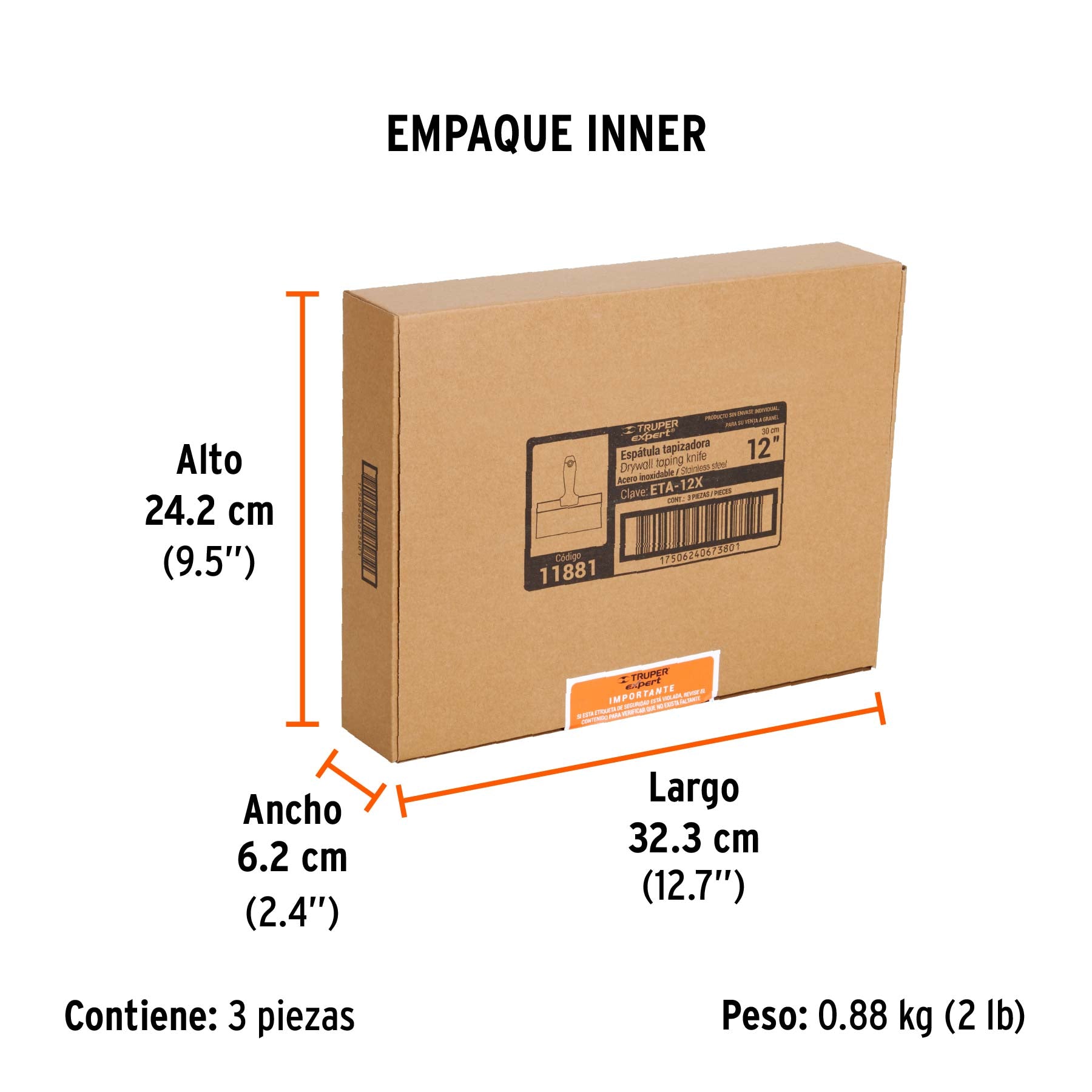 Espátula tapizadora, 12", Truper Expert
