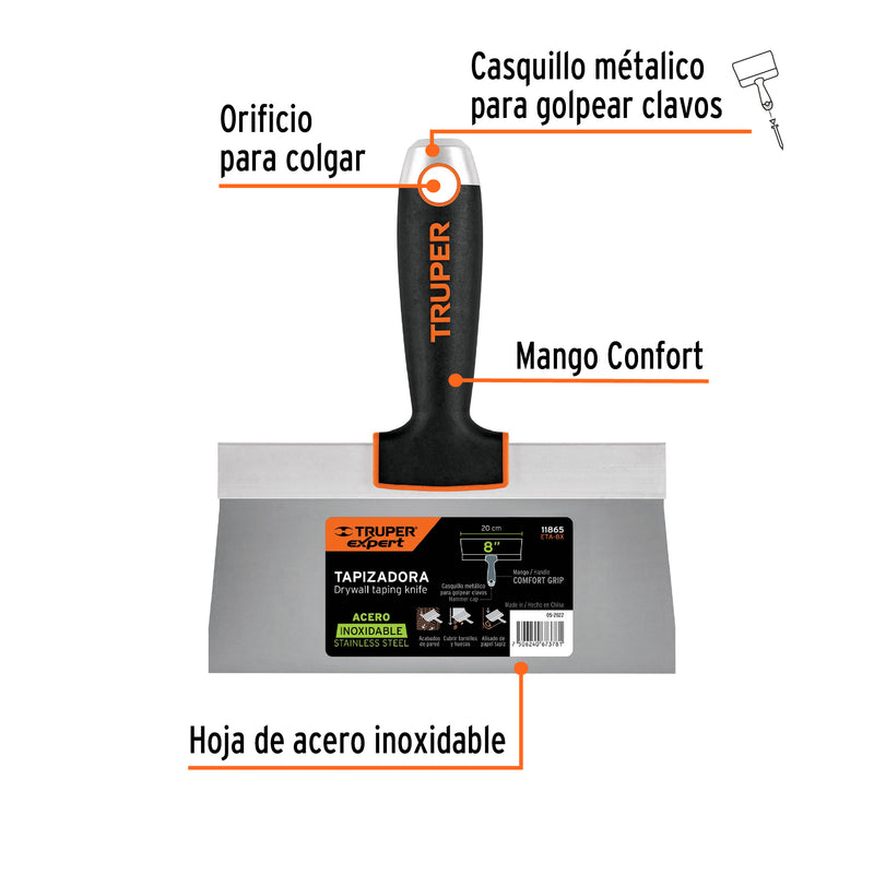 Espátula tapizadora, 8", Truper Expert