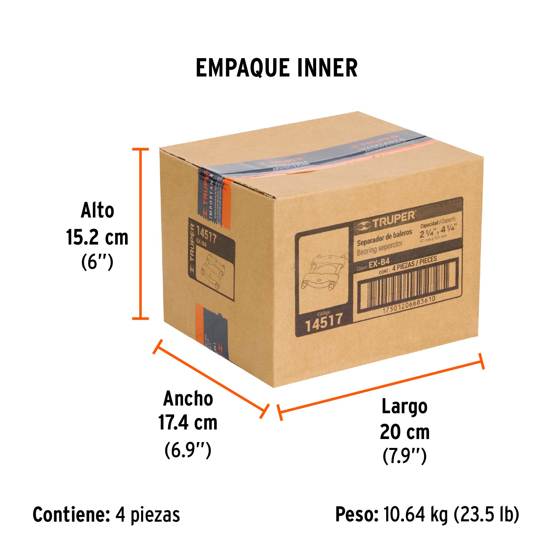 Extractor de baleros, 4-1/4"