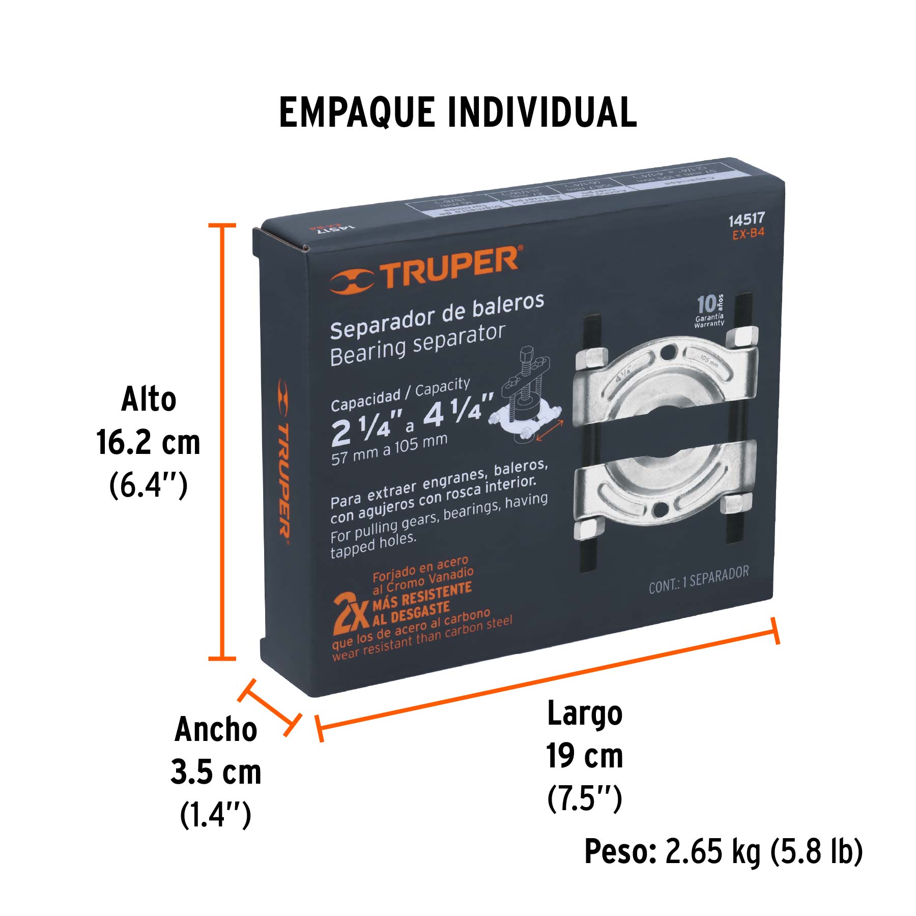 Extractor de baleros, 4-1/4"