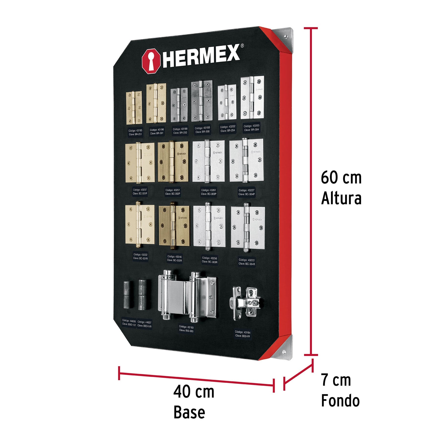 Exhibidor Hermex con bisagras