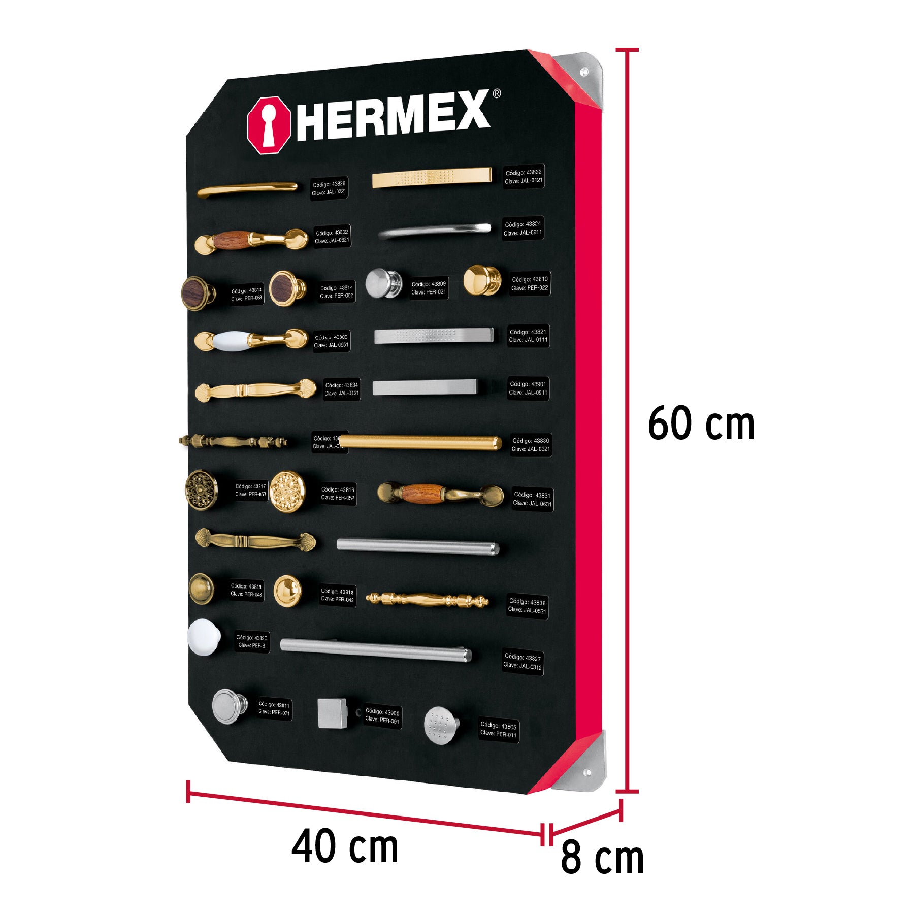 Exhibidor Hermex, con jaladeras y perillas # 1