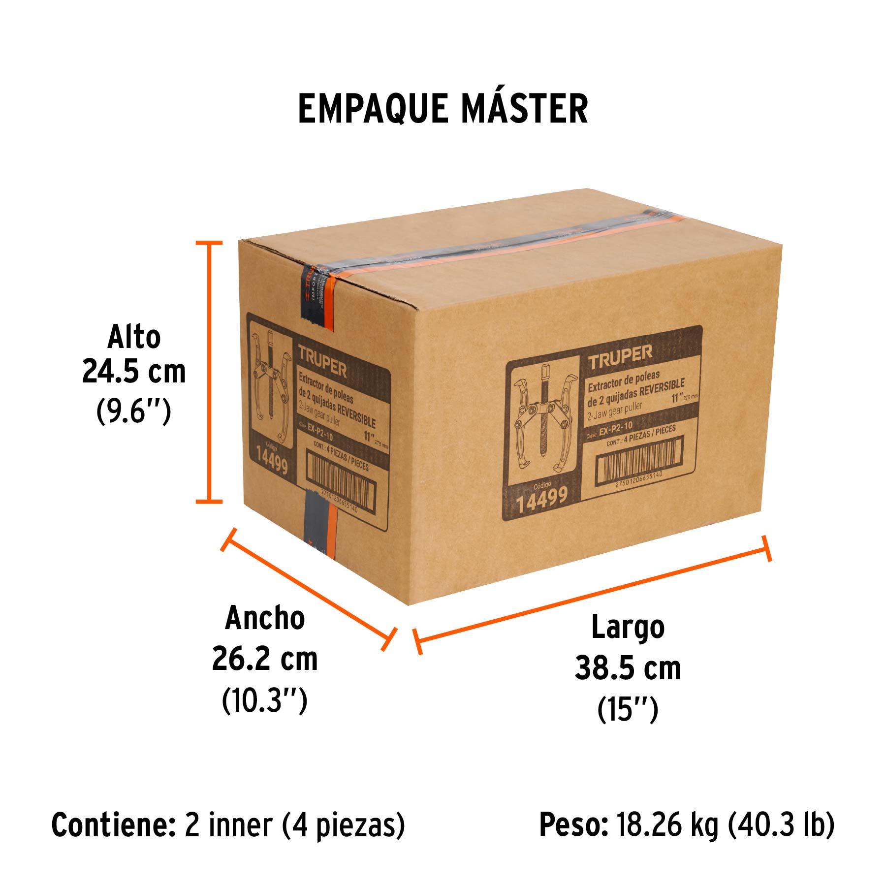 Extractor de poleas, 2 quijadas, 10"