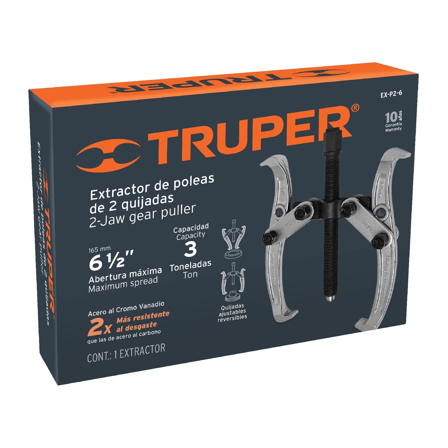 Extractor de poleas, 2 quijadas, 6"