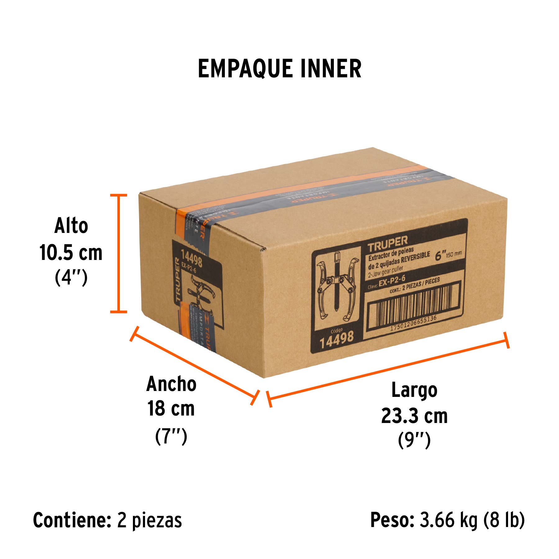 Extractor de poleas, 2 quijadas, 6"