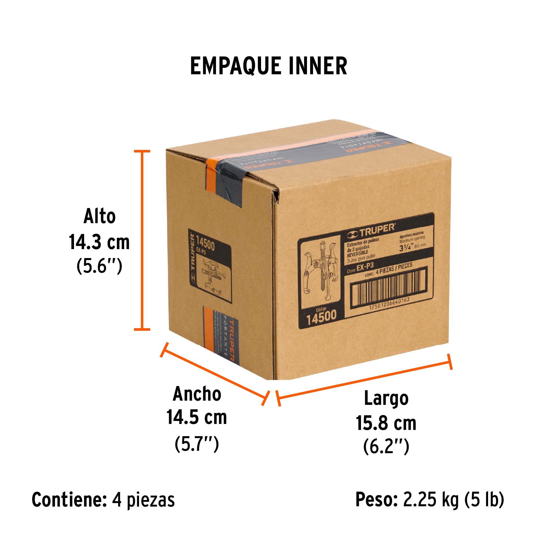 Extractor de poleas, 3 quijadas, 3"