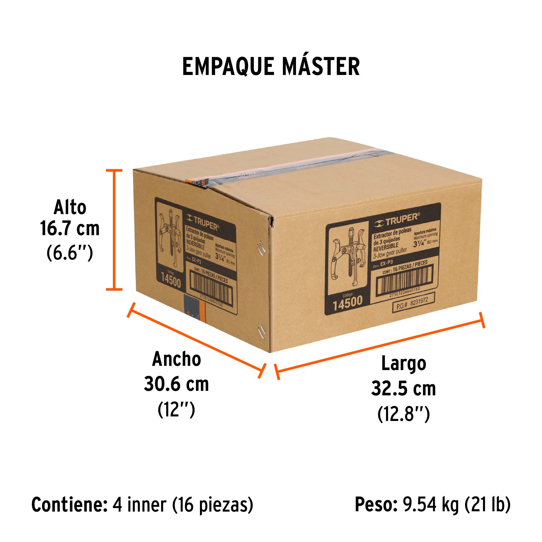 Extractor de poleas, 3 quijadas, 3"
