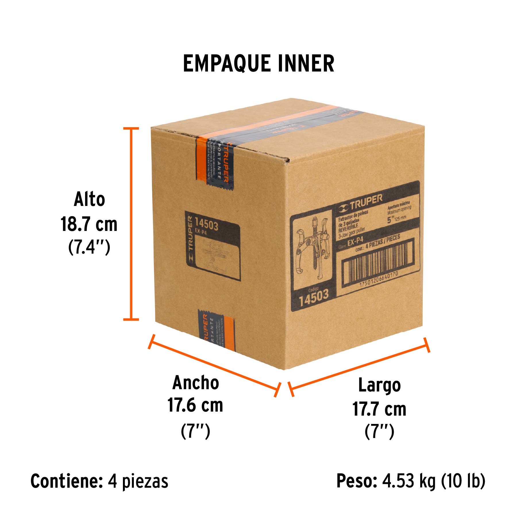 Extractor de poleas, 3 quijadas, 4"