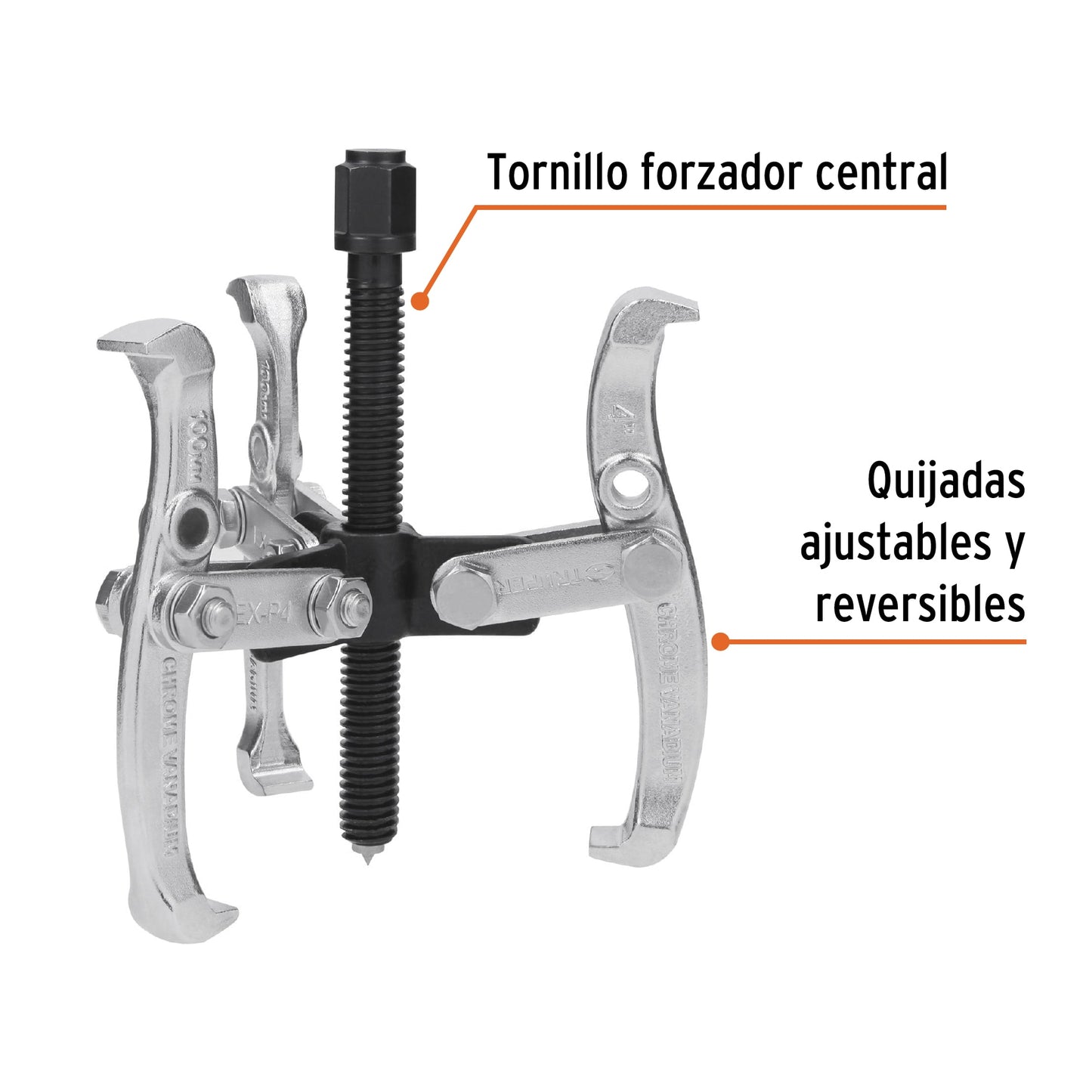 Extractor de poleas, 3 quijadas, 4"