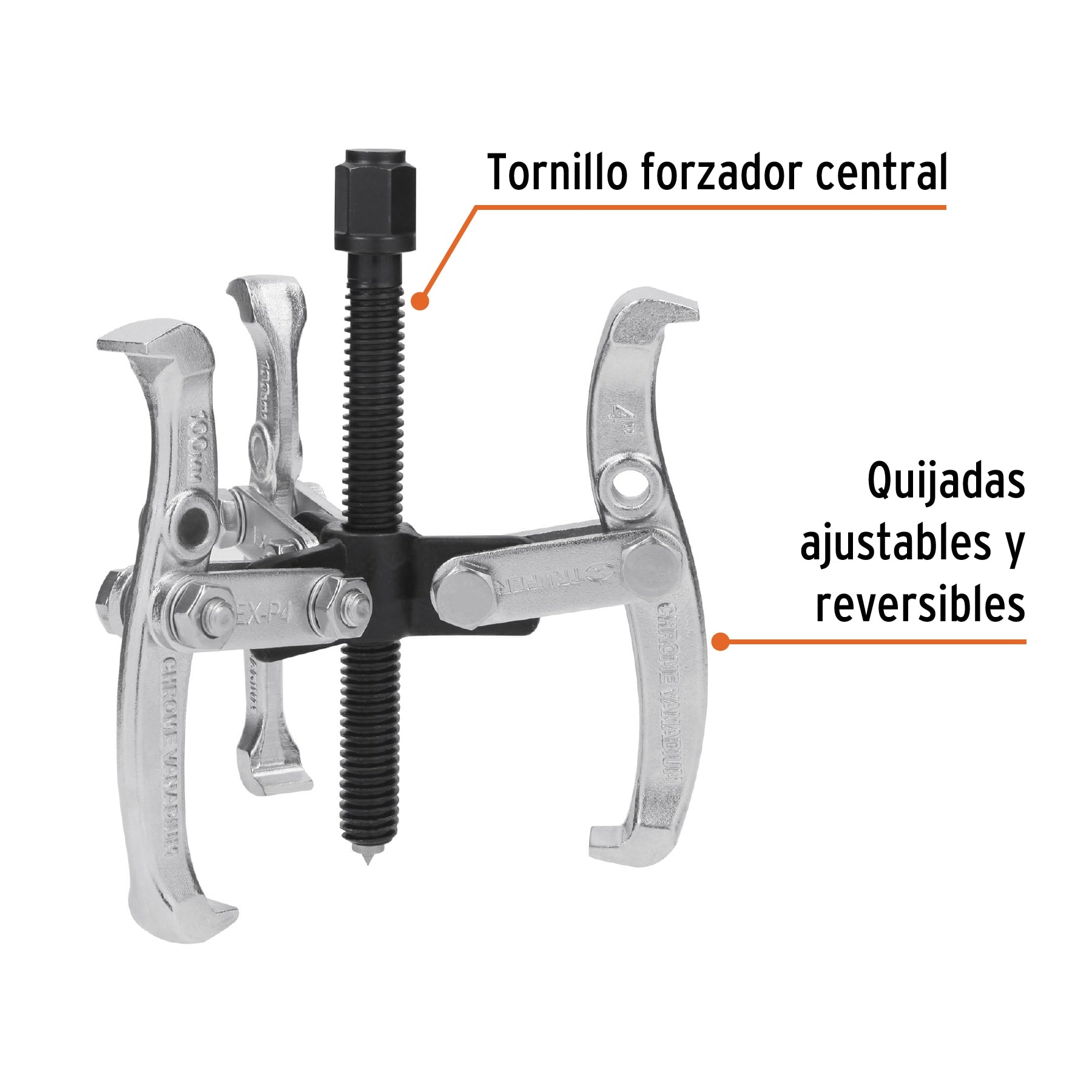 Extractor de poleas, 3 quijadas, 4"