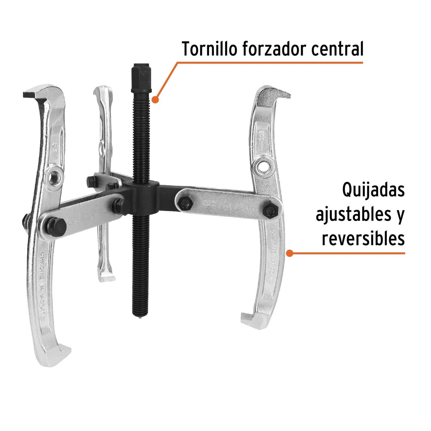 Extractor de poleas, 3 quijadas, 8"