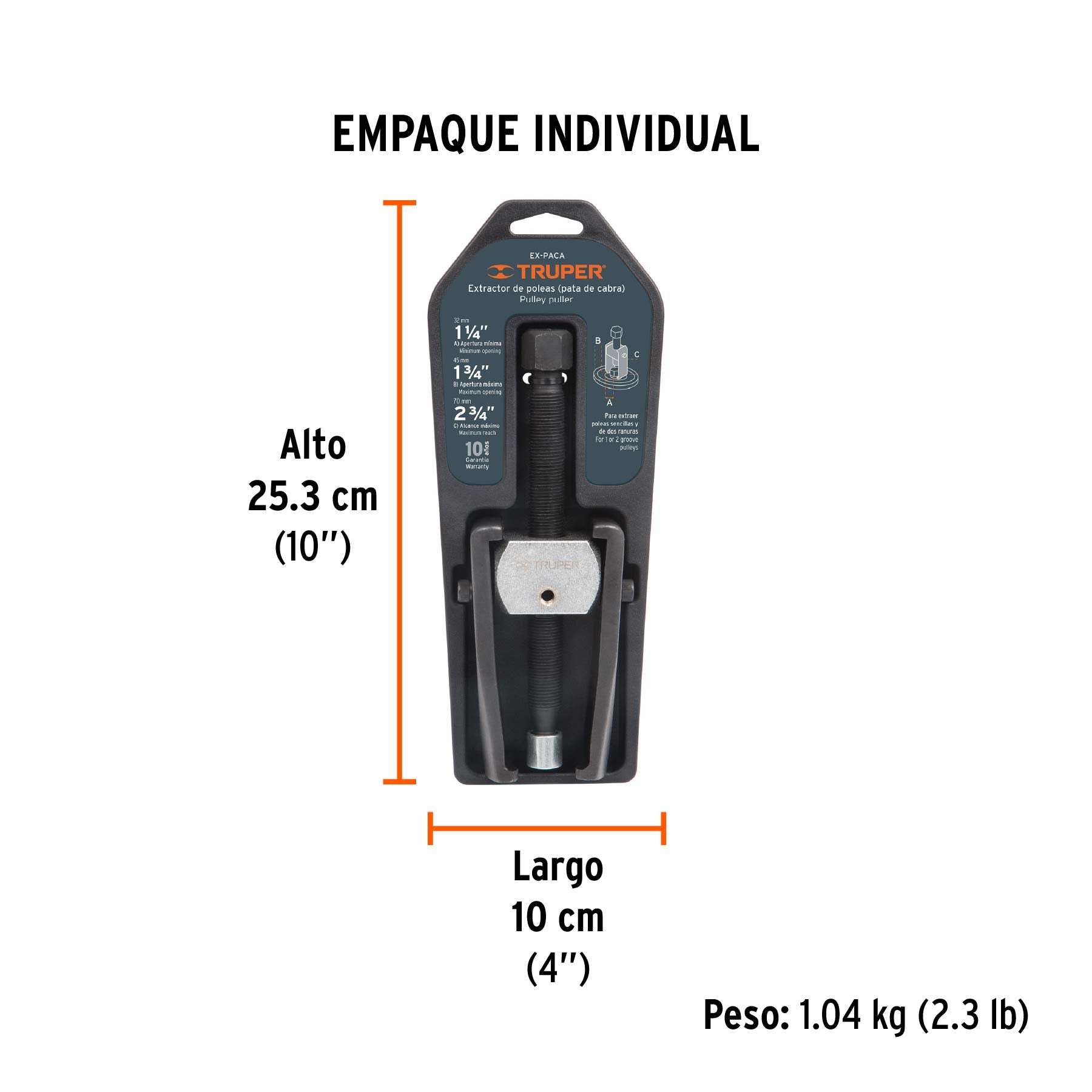 Extractor de poleas, pata de cabra