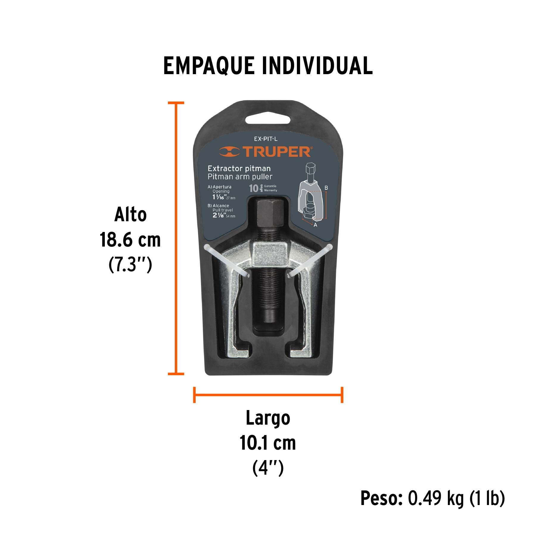 Extractor pitman, alcance 54 mm, uso ligero