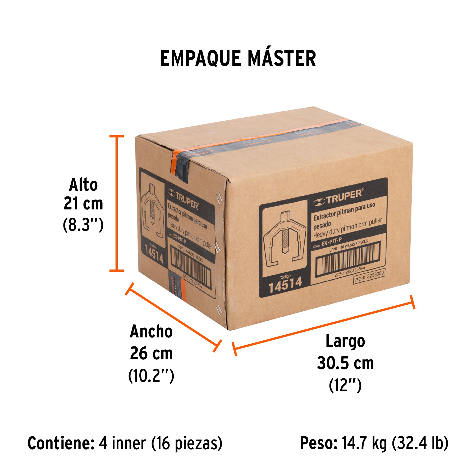 Extractor pitman, alcance 63 mm, uso pesado