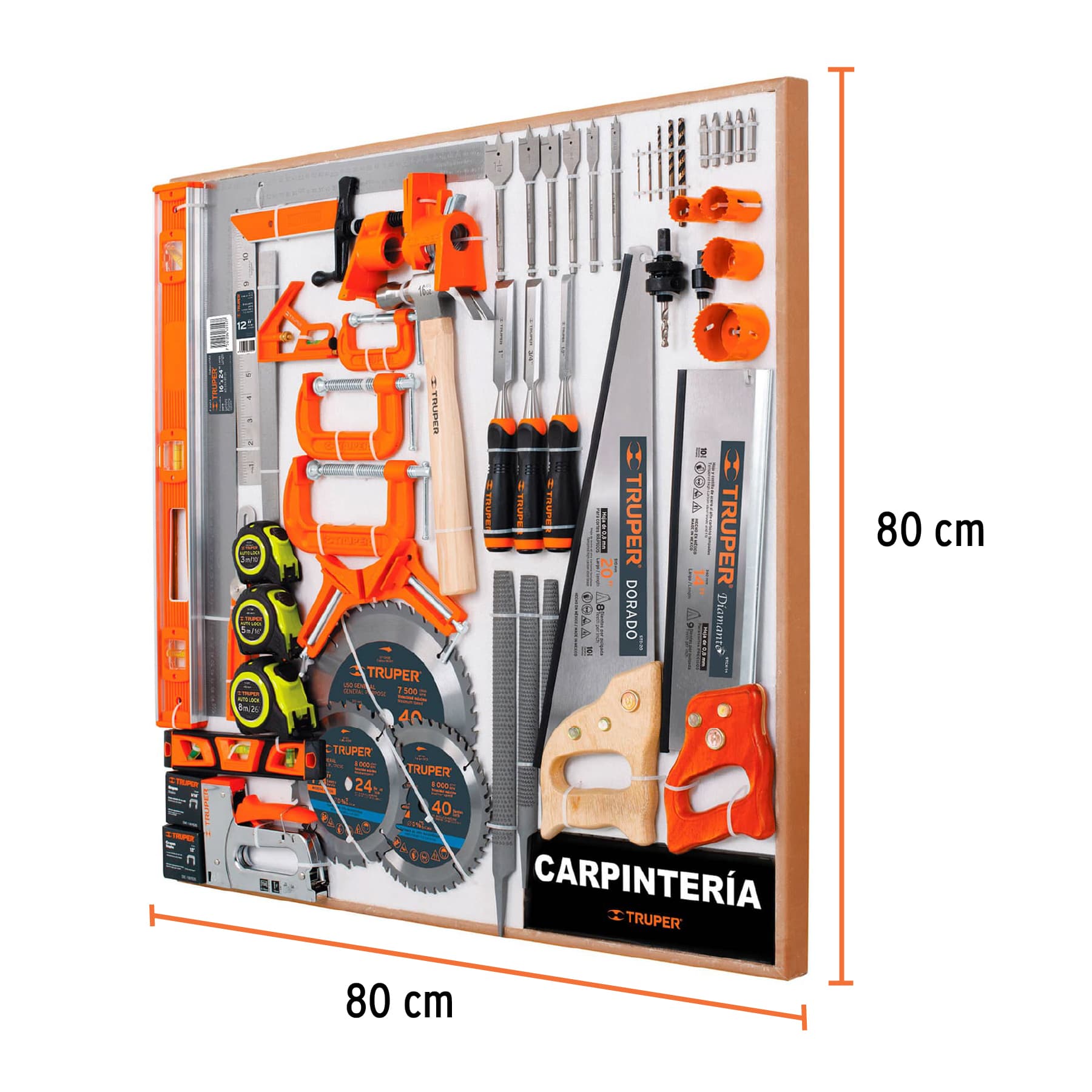 Exhibidor carpintería, 80x80, 1 sección