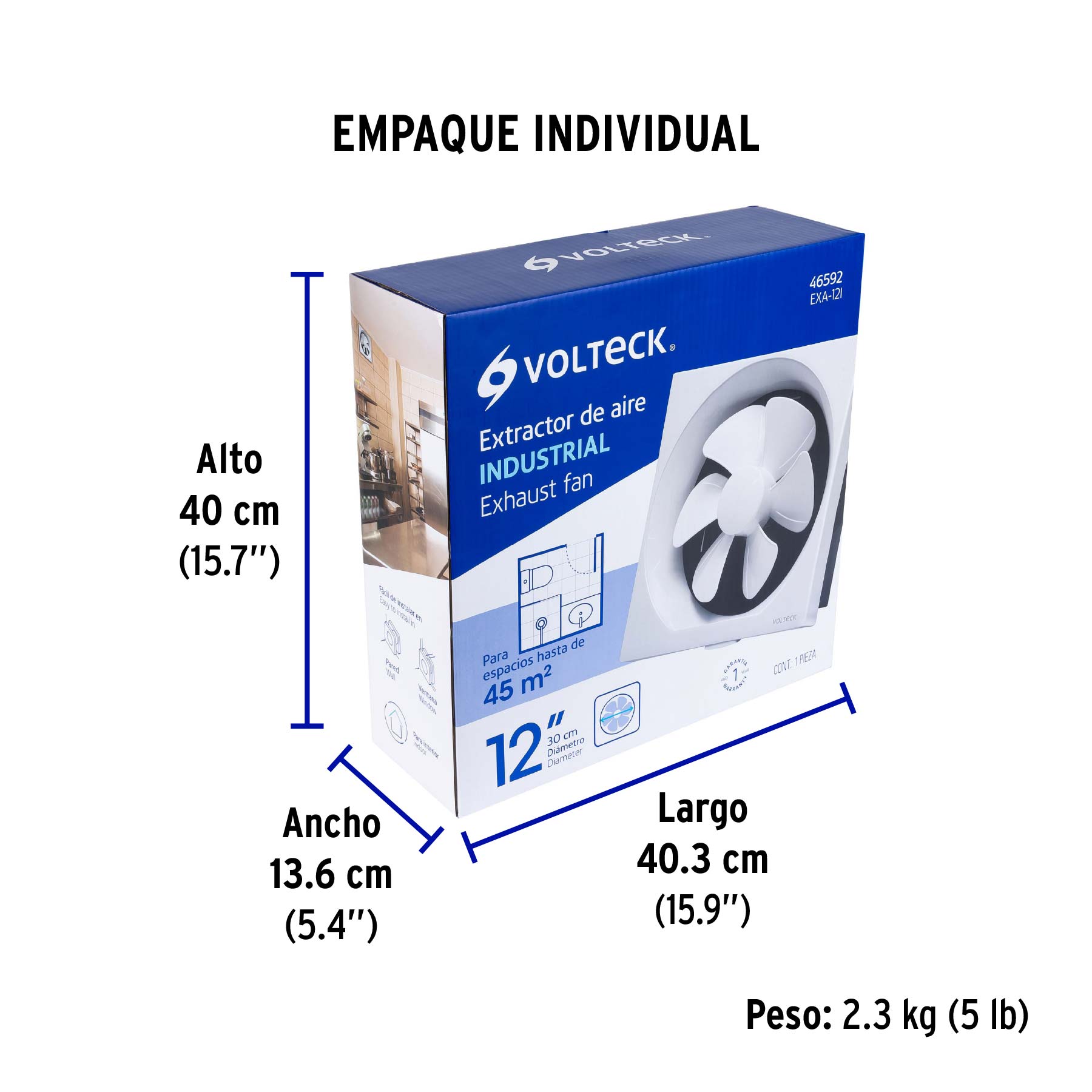 Extractor Industrial de aire 12', Volteck