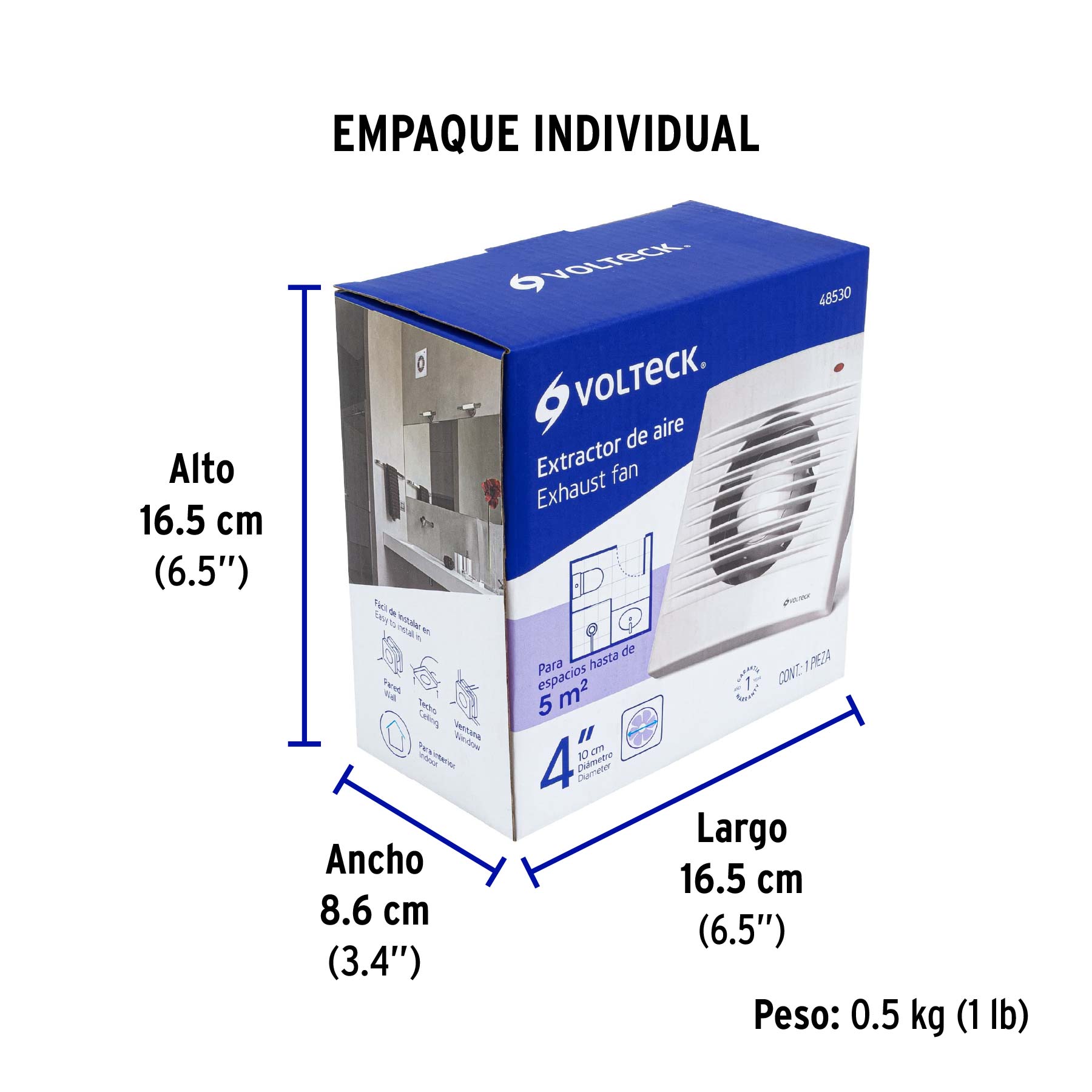 Extractor de aire, 4", color blanco