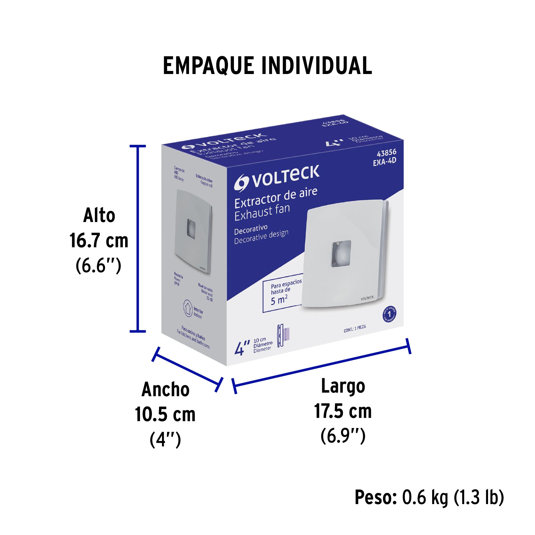 Extractor de aire de 4', decorativo, VOLTECK