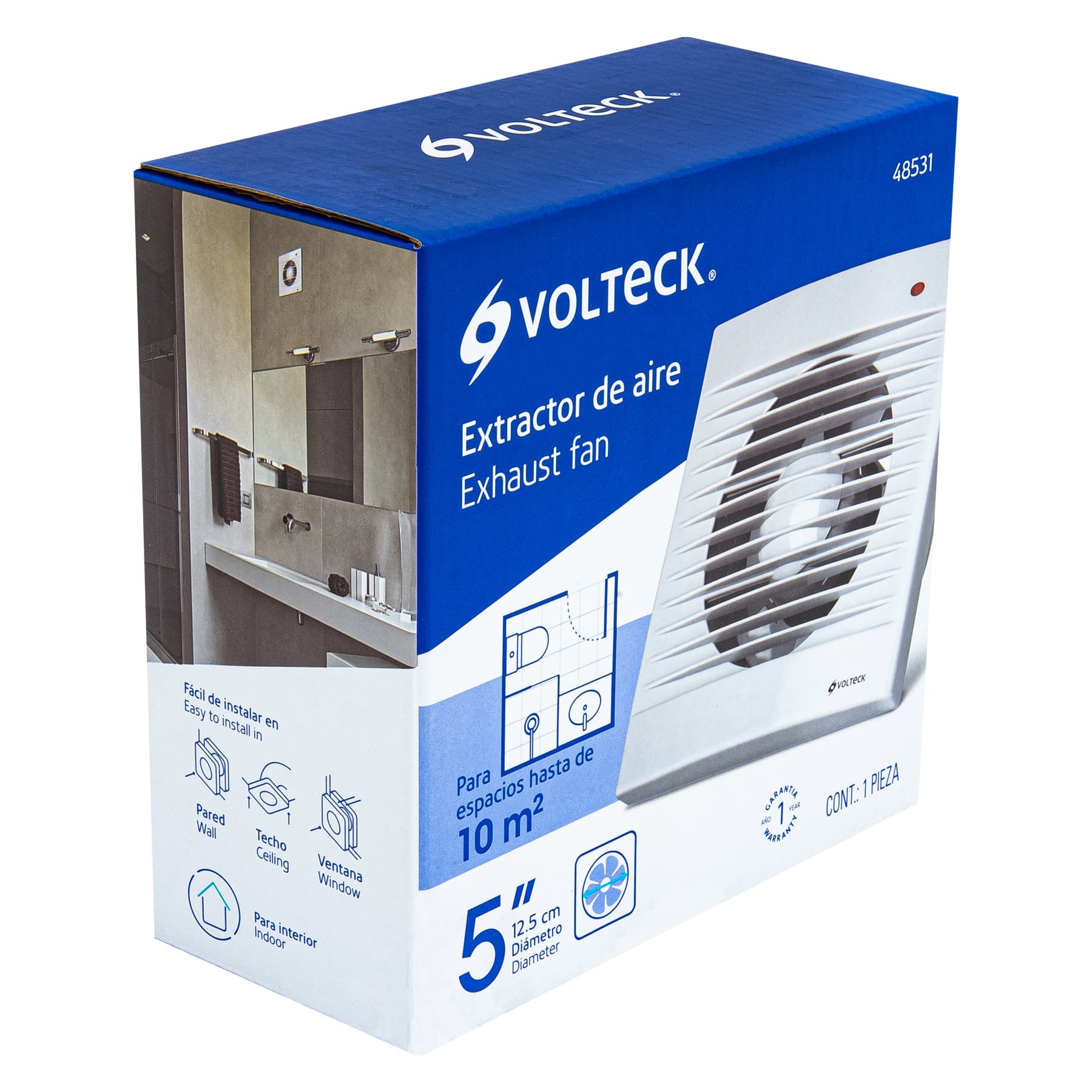 Extractor de aire, 5", color blanco