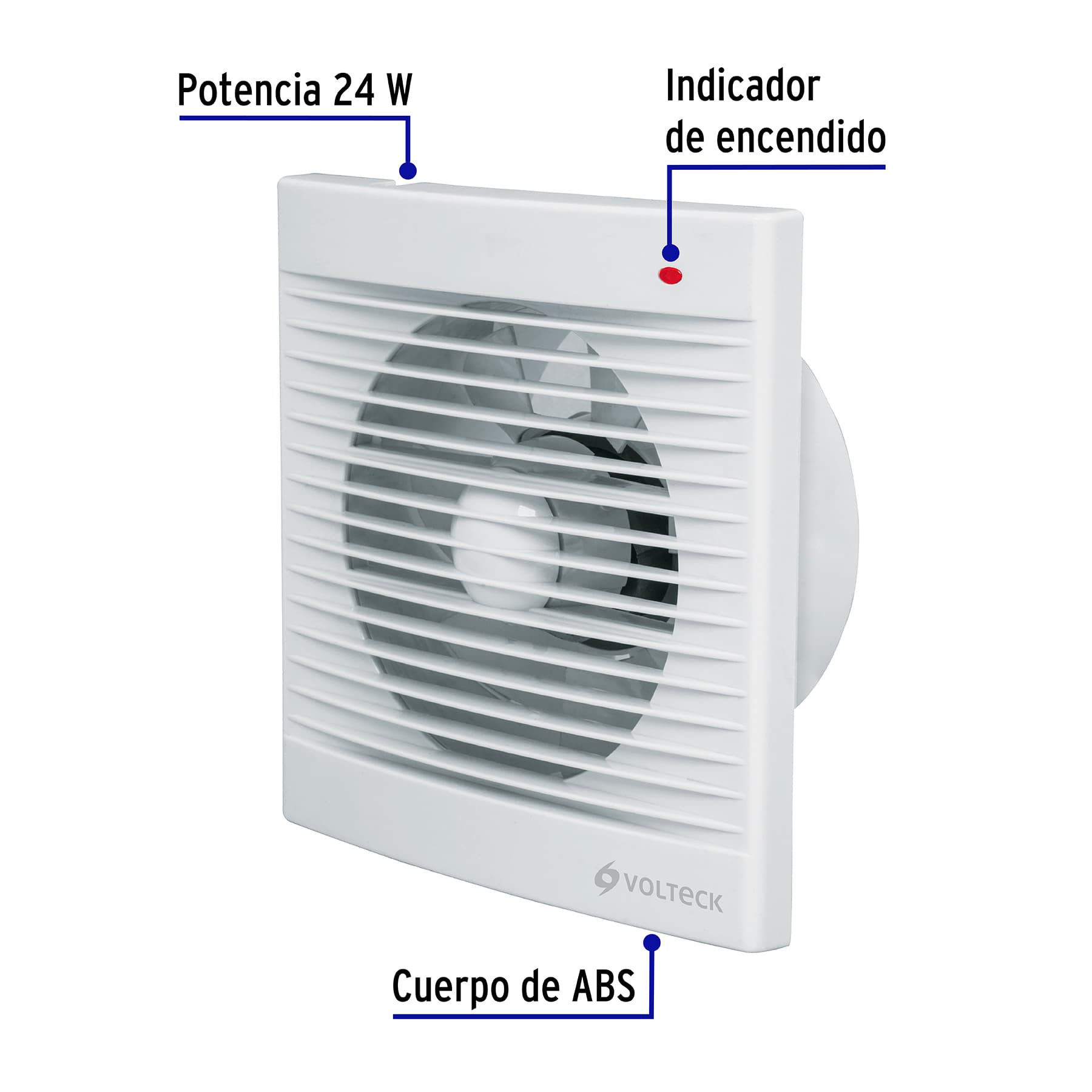 Extractor de aire, 6", color blanco