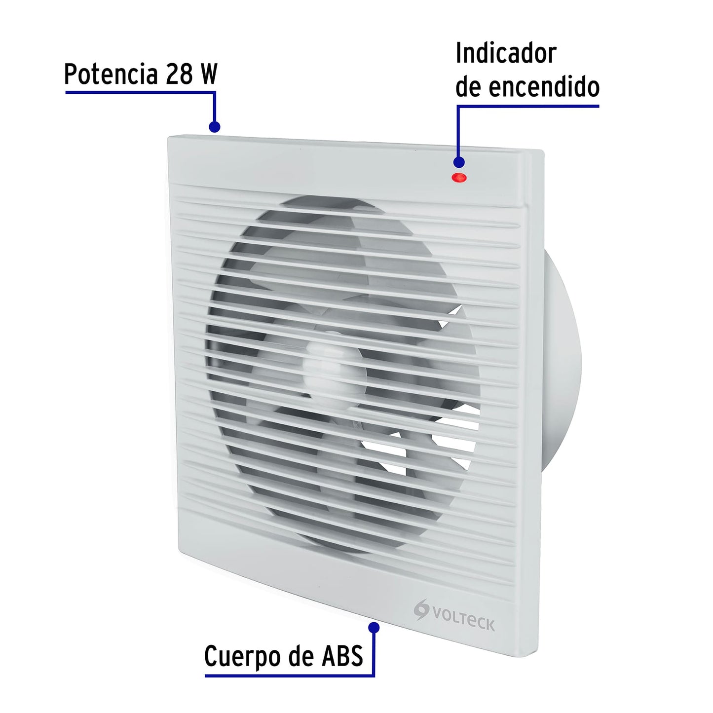 Extractor de aire, 8", color blanco