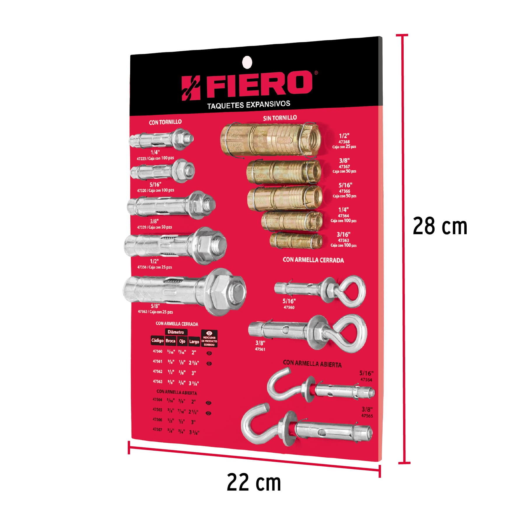 Exhibidor de taquetes expansivos, Fiero
