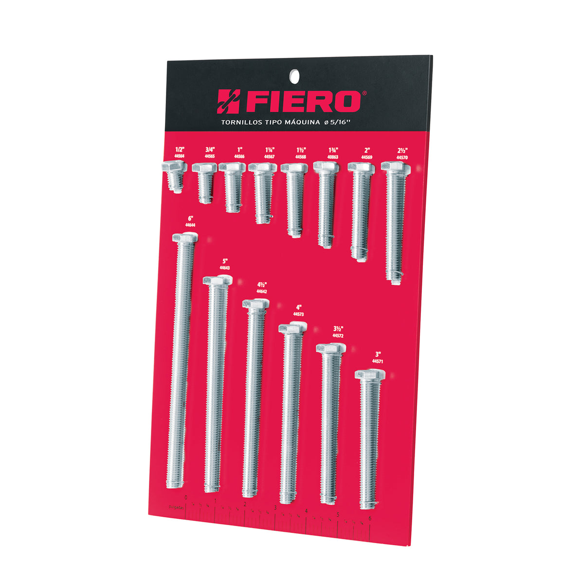 Exhibidor Fiero con tornillos tipo máquina, 5/16"