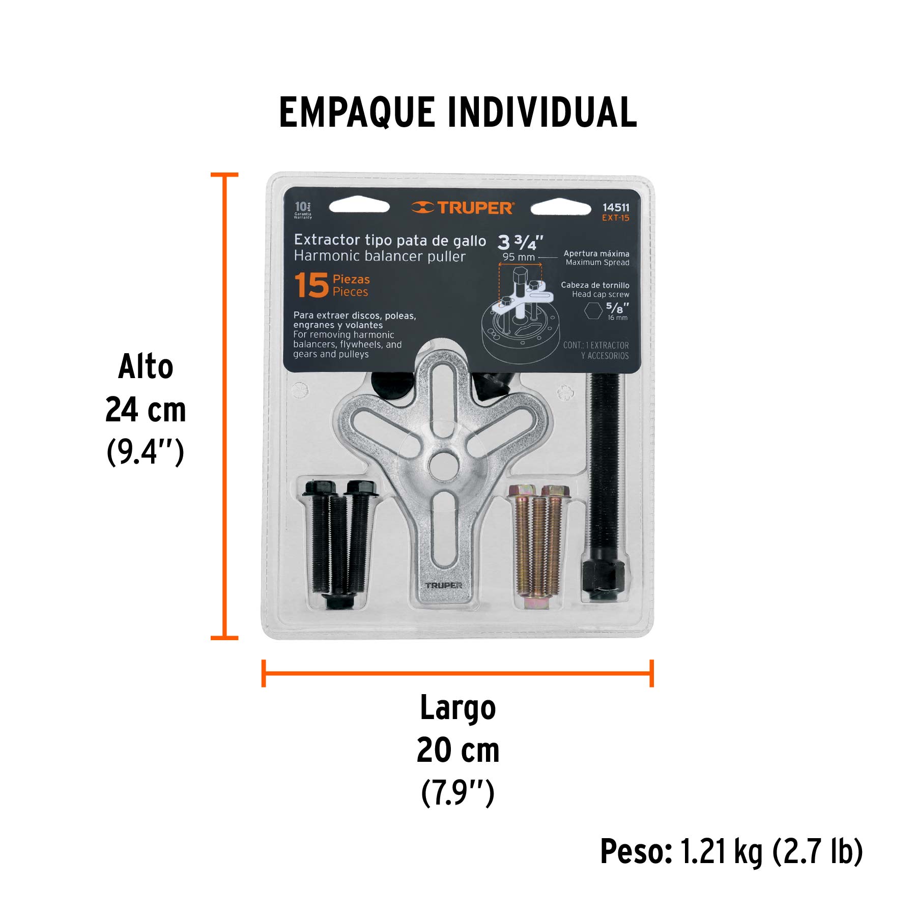Juego de extractor tipo pata de gallo con 15 piezas