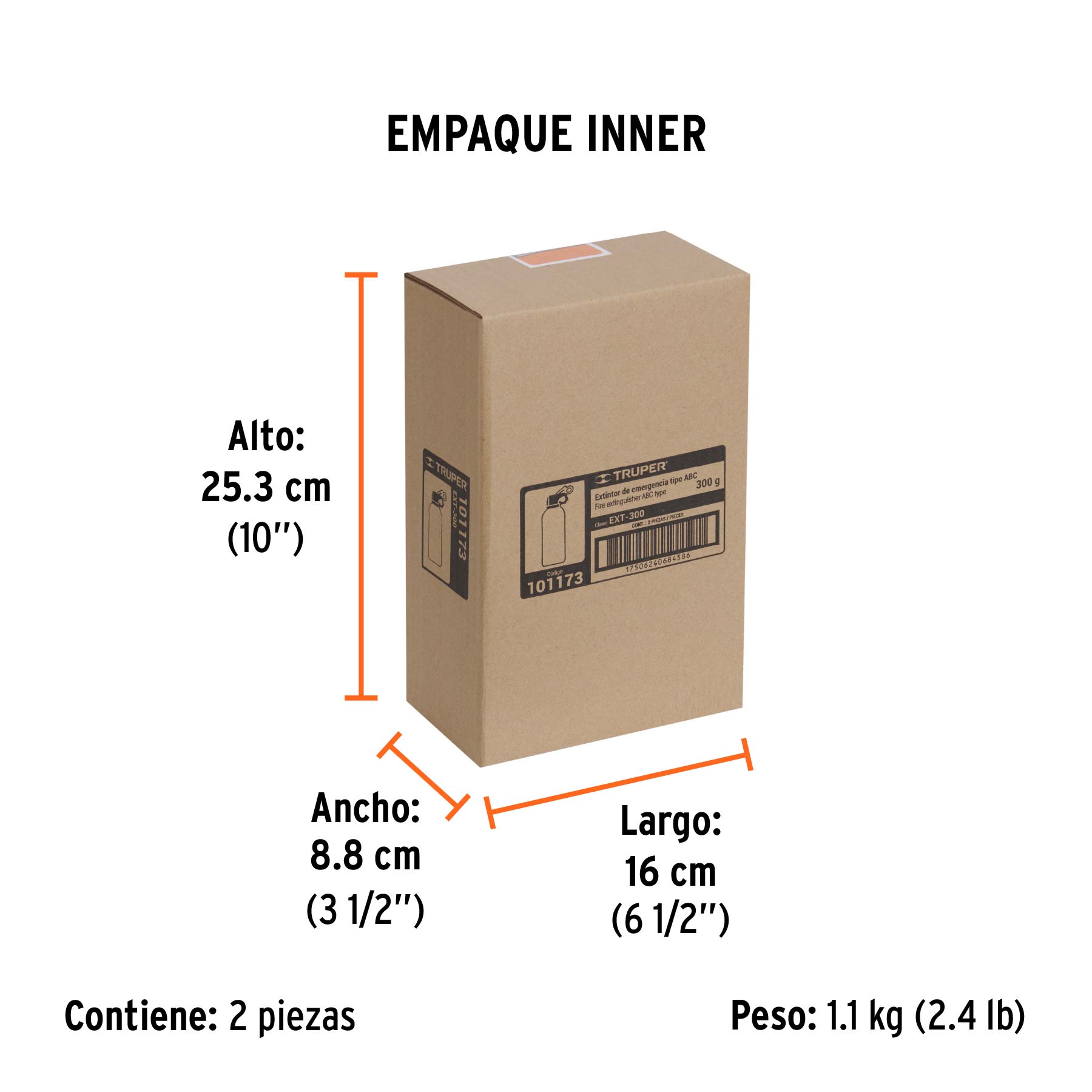Extintor no recargable 300 g, polvo tipo ABC