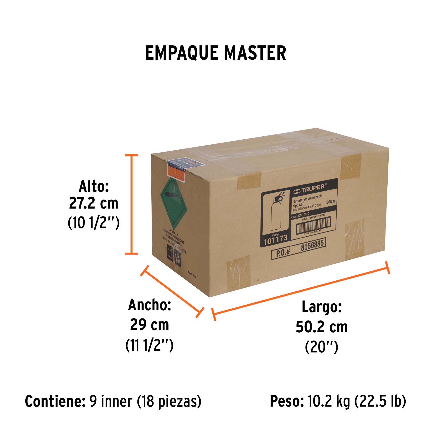 Extintor no recargable 300 g, polvo tipo ABC