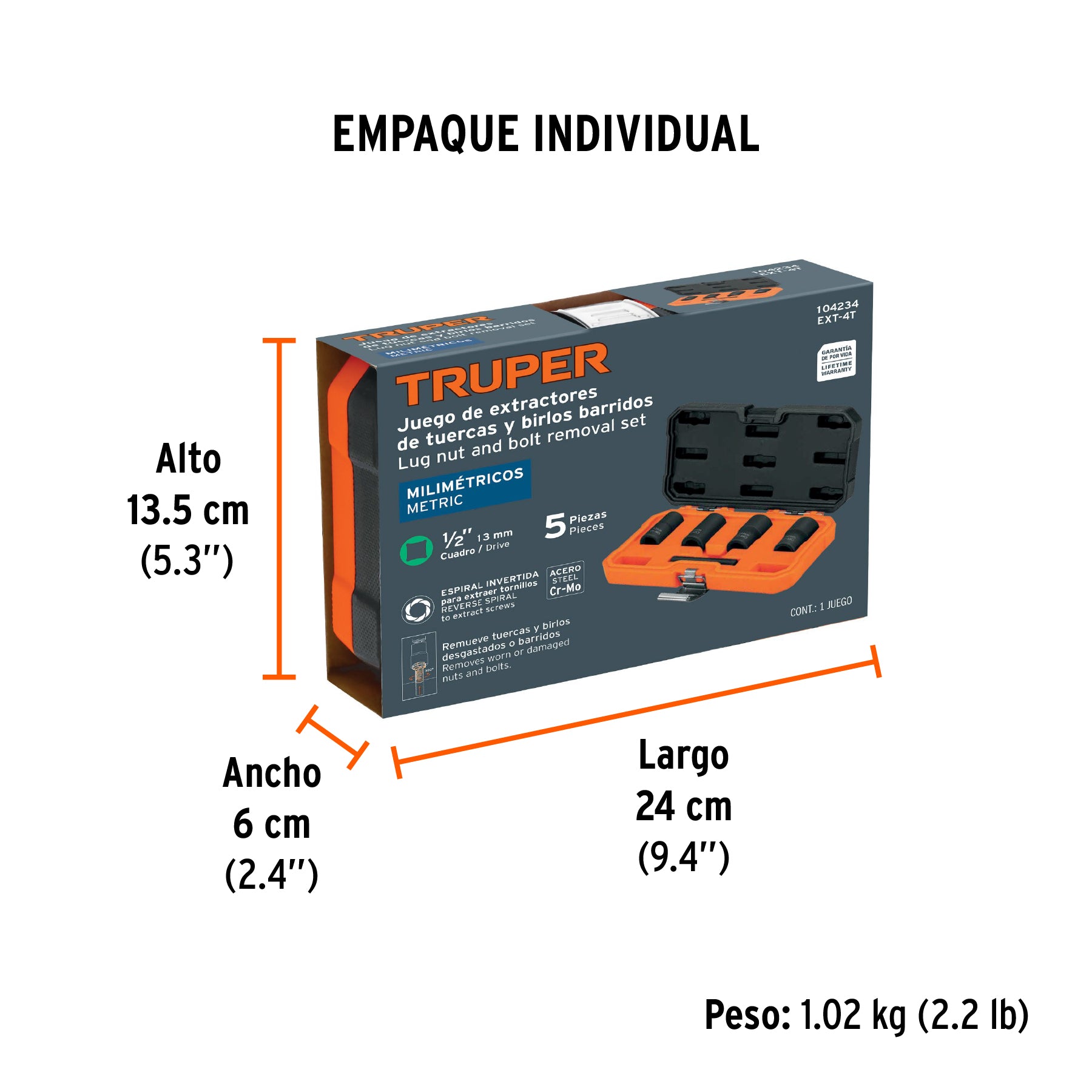 Juego de extractores de tuercas barridas, TRUPER