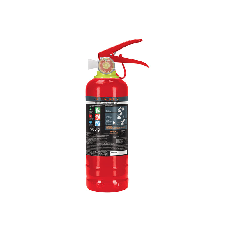 Extintor recargable portátil 0.5 kg, polvo tipo ABC