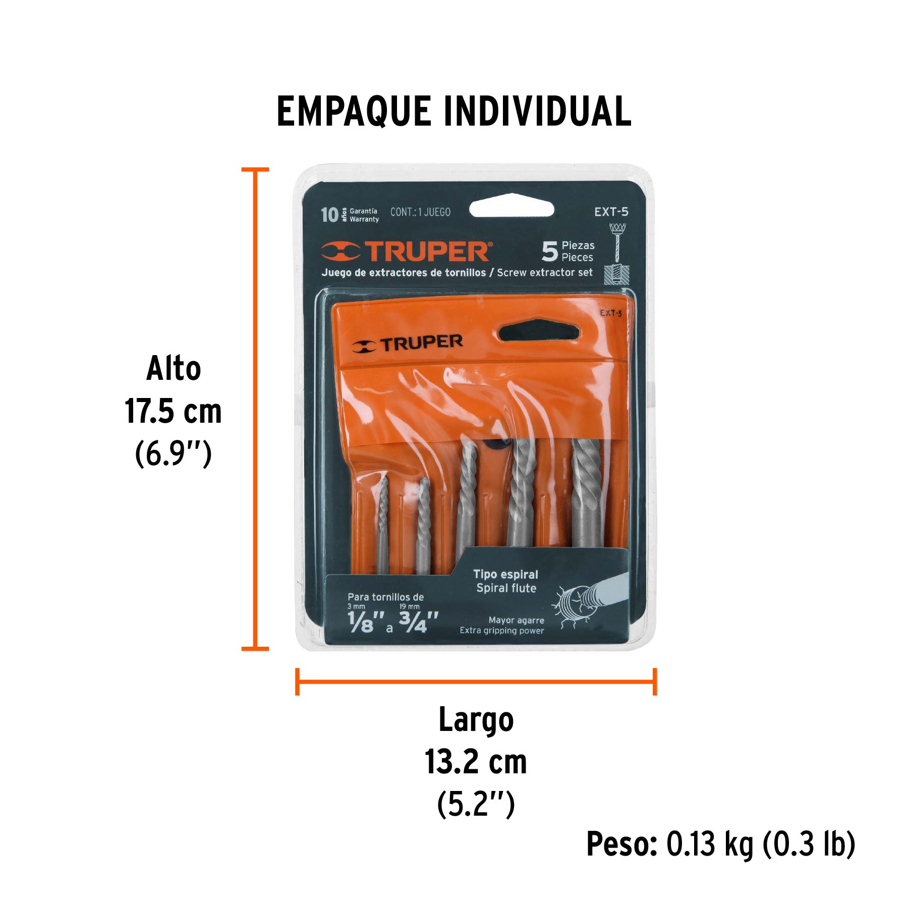 Juego extractores de tornillos, 5 piezas