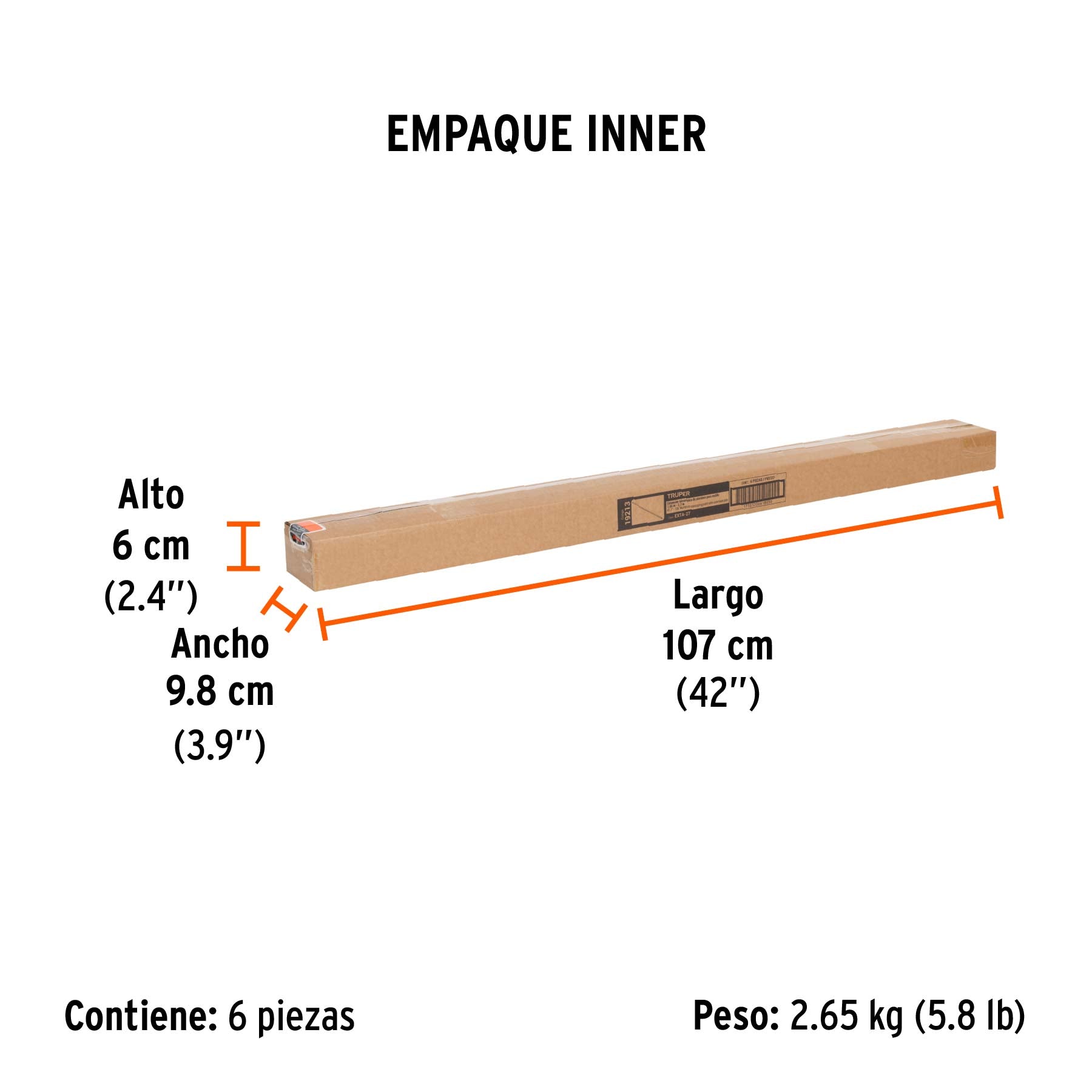 Extensión de aluminio para rodillo, 2.7 m