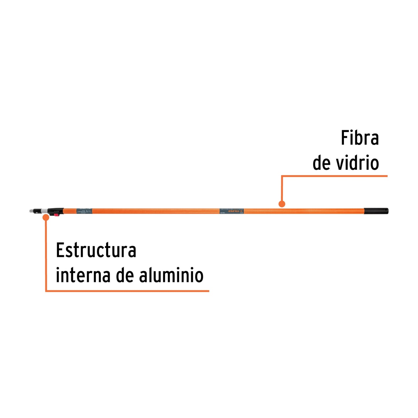 Extensión de fibra de vidrio para rodillo, 3.6 m
