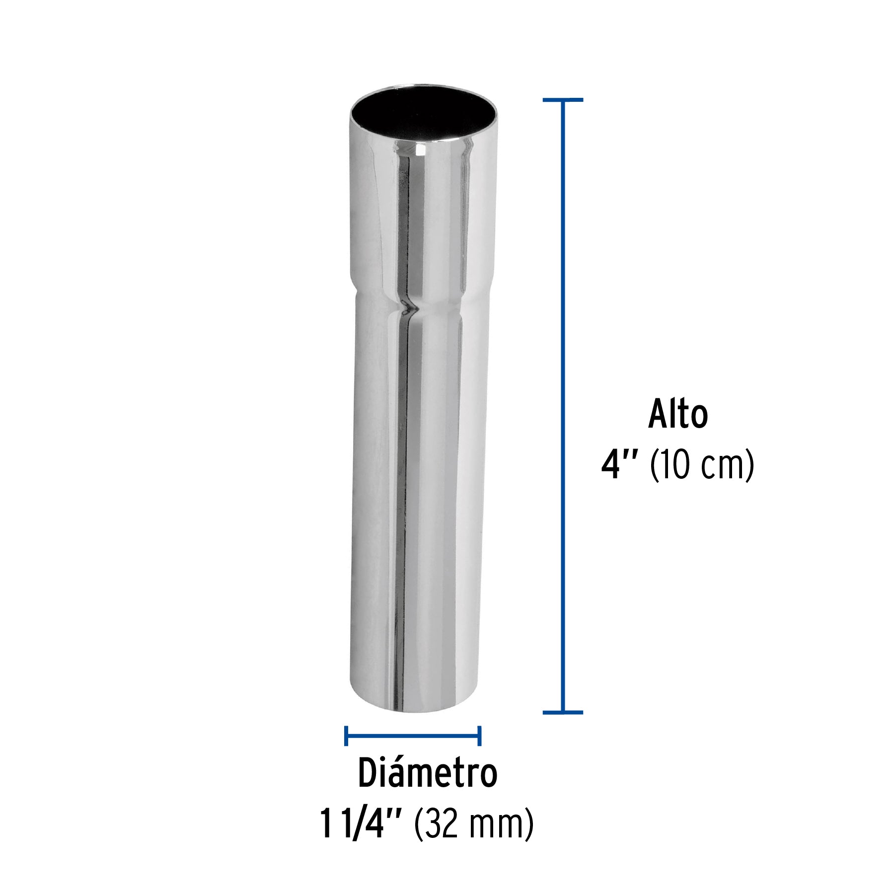 Extensión para contra de lavabo, 10 cm, cromo, 1-1/4"