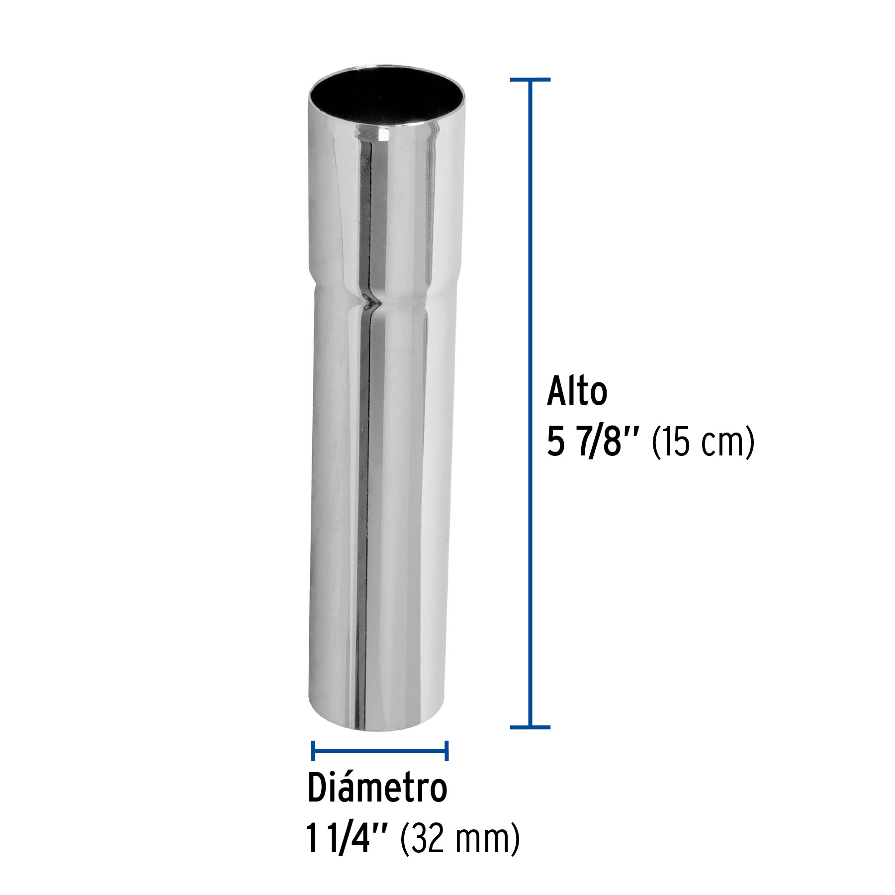 Extensión para contra de lavabo, 15 cm, cromo, 1-1/4"