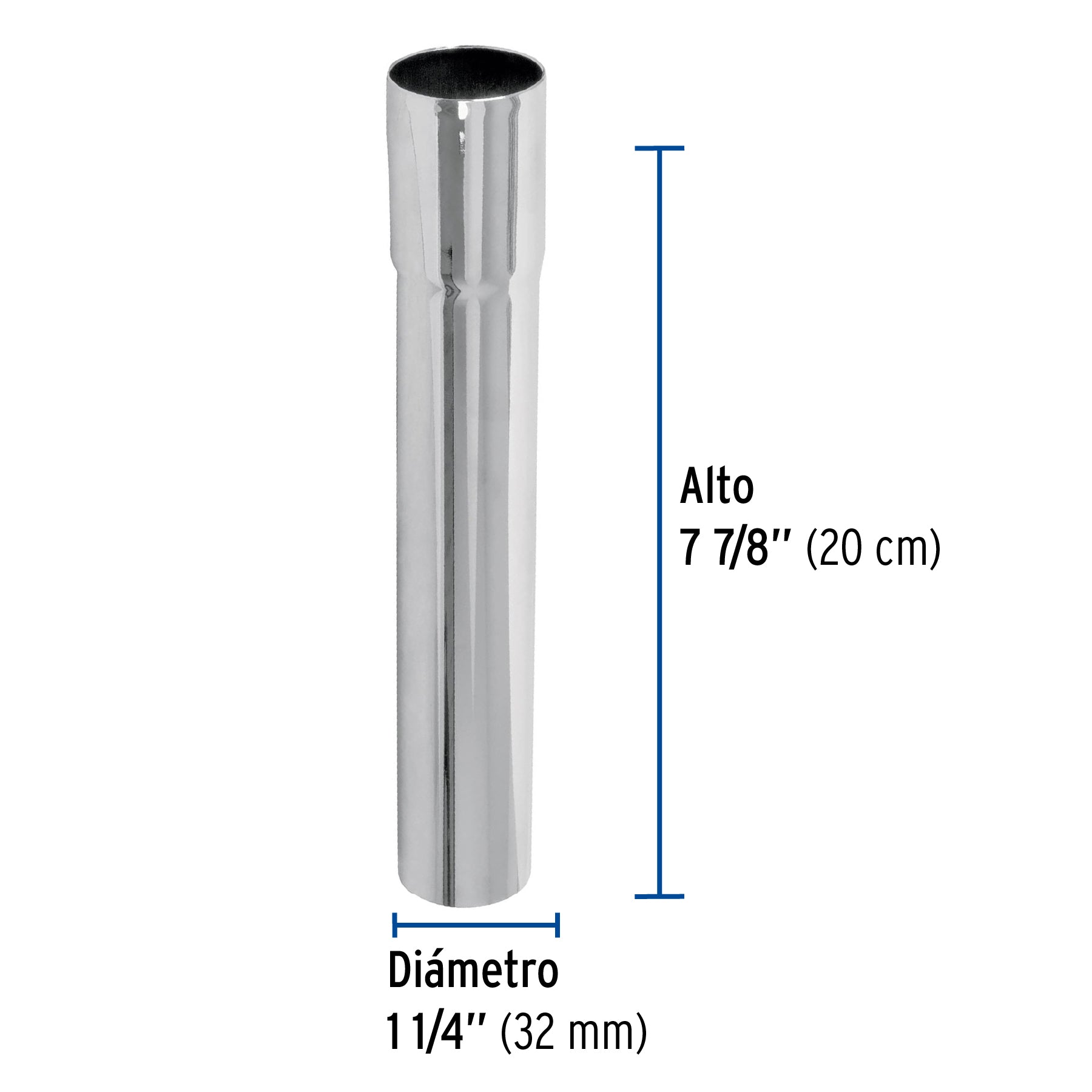 Extensión para contra de lavabo, 20 cm, cromo, 1-1/4"