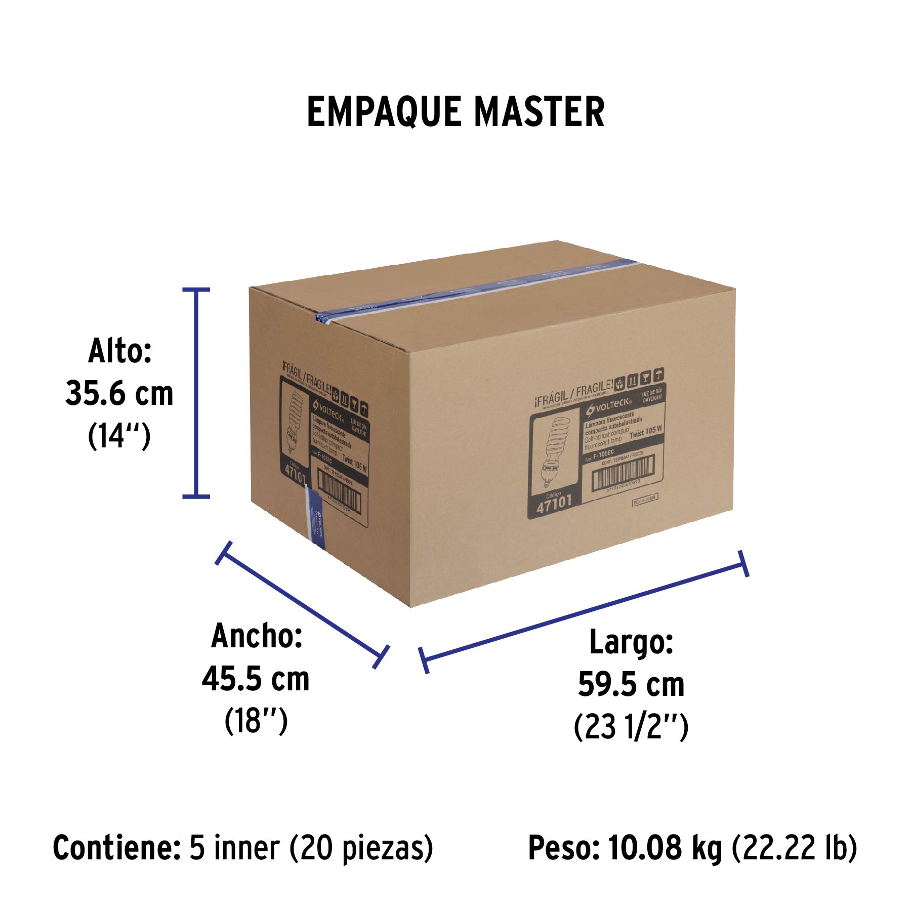 Lámpara 105 W, espiral, alta potencia, luz día, T5, en caja