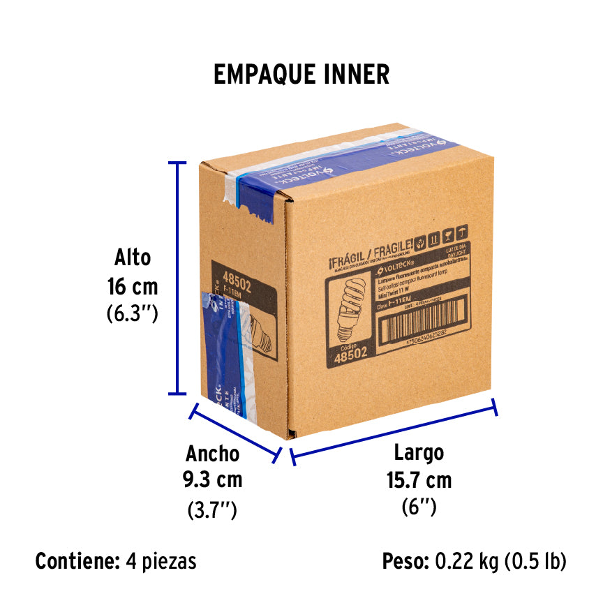 Lámpara 11 W, espiral mini, luz día, T2, en blister, Volteck