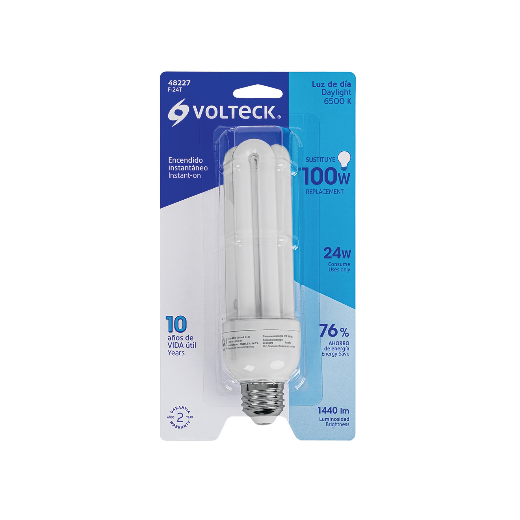 Lámpara 24 W, triple, luz día, T4, en blister, Volteck