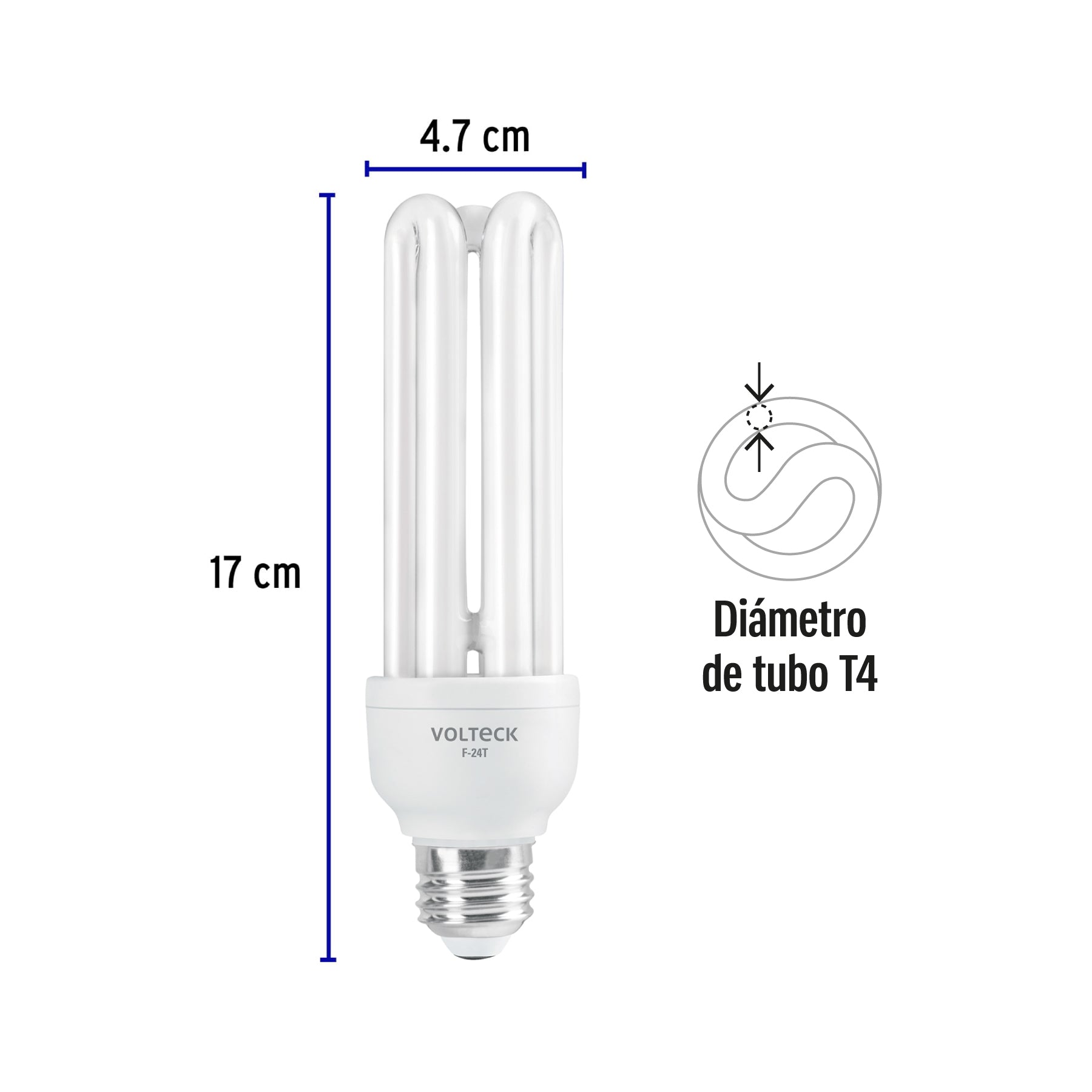 Lámpara 24 W, triple, luz día, T4, en blister, Volteck